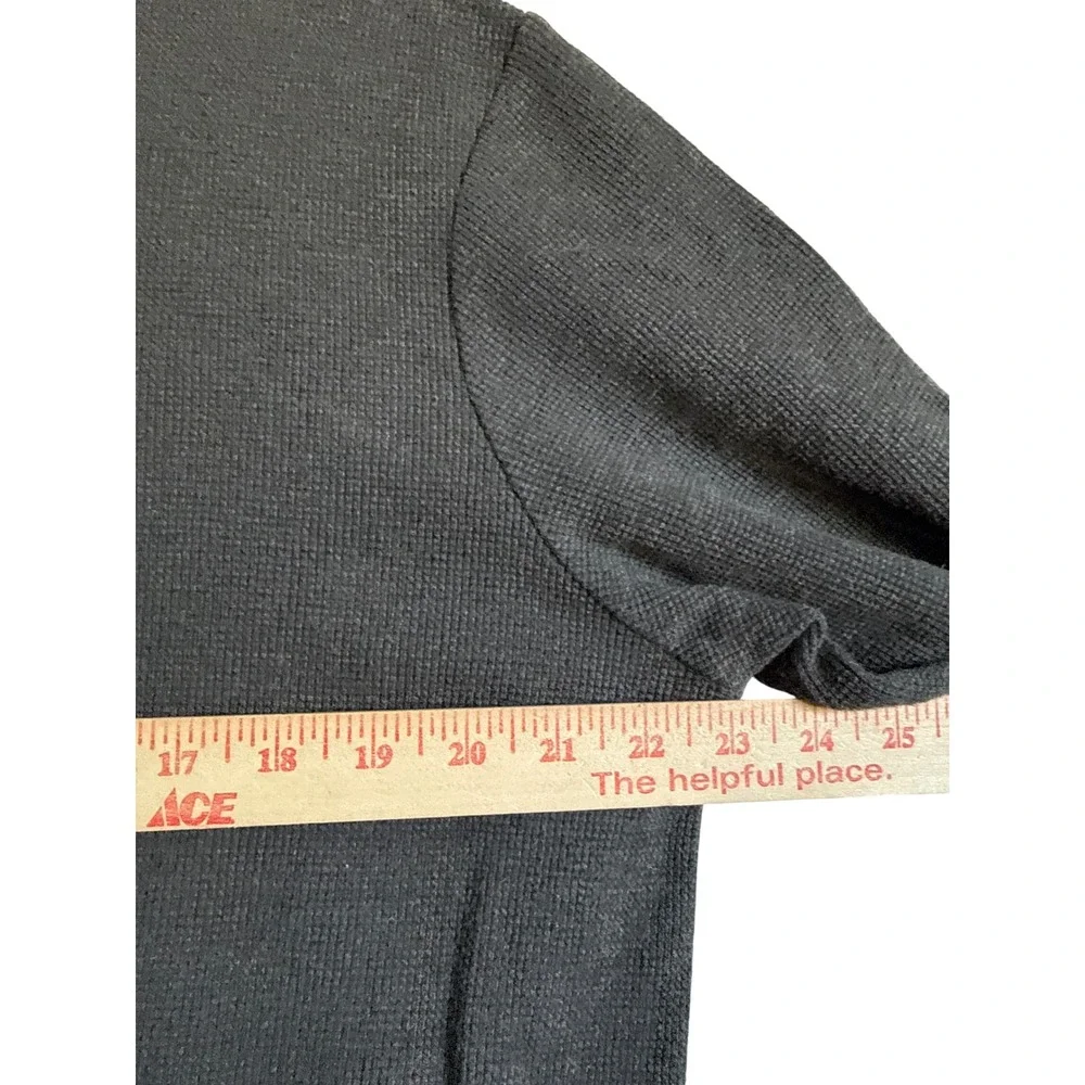 Lands End Womens Gray V Neck Long Sleeve Knit Sweater Top Size L‎ 14-16 Cotton